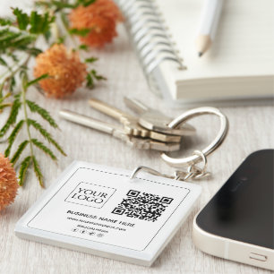 Custom QR Code Business Logo Social Media Keychain