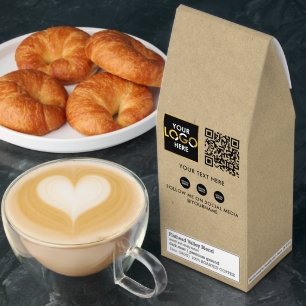 Custom QR Code Business Logo Social Media Kraft Roasted Coffee