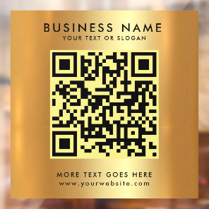 Custom QR Code Business Logo Text Faux Gold Glam Window Cling