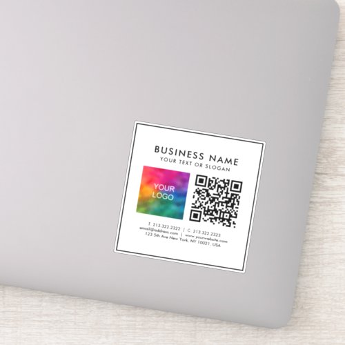 Custom QR Code Business Logo Text Template Small Sticker