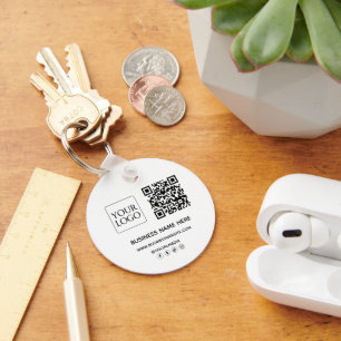 Custom QR Code Business Logo Website Social Media Keychain