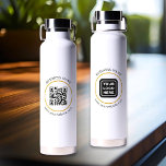 Custom QR Code Business Logo Website Text Water Bottle<br><div class="desc">Upload a QR code or logo for each side, customize the text, and easily create your personalized water bottle. Click EDIT to change the text color or text size. You can TRANSFER this DESIGN on other Zazzle products and adjust it to fit most of the Zazzle items. Standard Studio designs...</div>