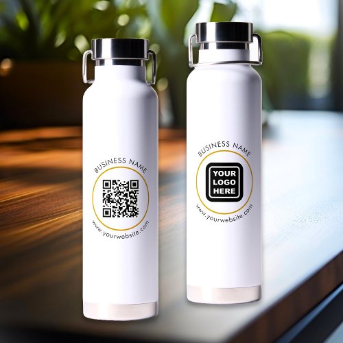 Custom QR Code Business Logo Website Text Water Bottle