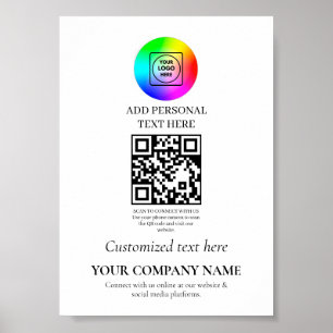 Custom QR Code Business Minimal White Brand poster