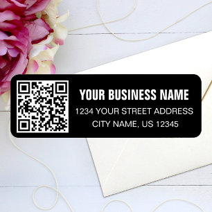 Custom QR Code Business Name Black Return Address Label