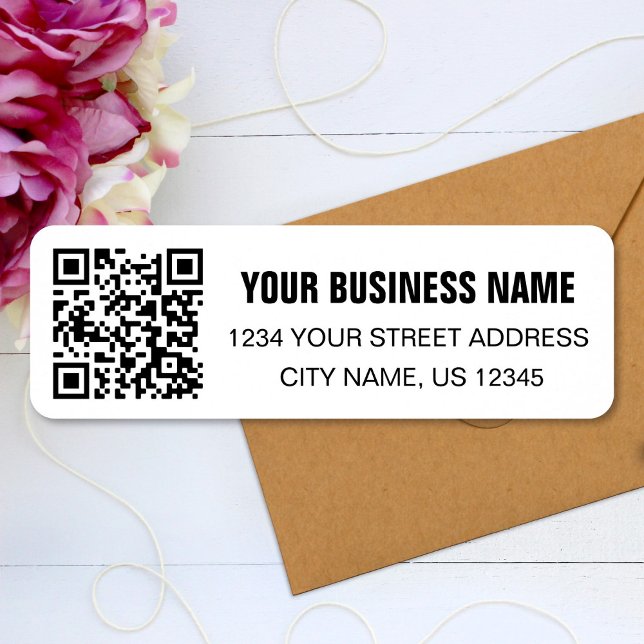 Custom QR Code Business Name Simple Return Address Label (Creator Uploaded)