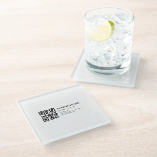 Custom QR Code Business Name Template Glass Coaster
