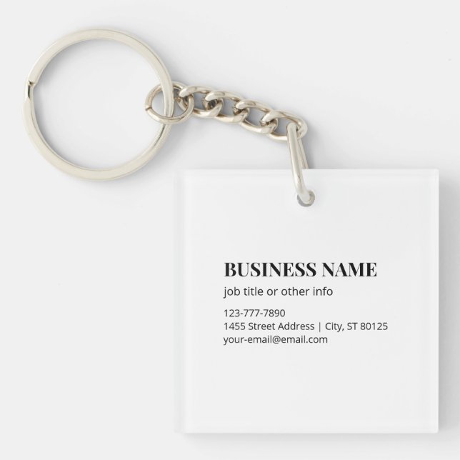 Custom QR Code Business  Name Template Keychain (Front)