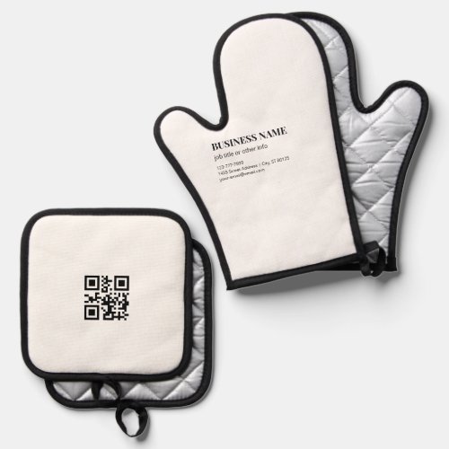 Custom QR Code Business Name Template Oven Mitt & Pot Holder Set