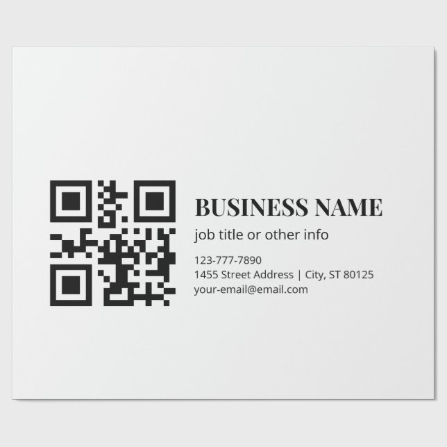 Custom QR Code Business  Name Template Wrapping Paper (Flat)