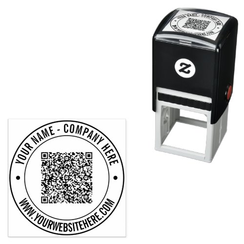 Custom QR Code Business Name Website Round Stamp
