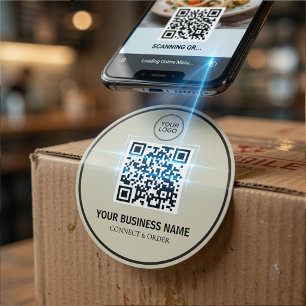 Custom QR Code Business Personalized Logo Classic Round Sticker