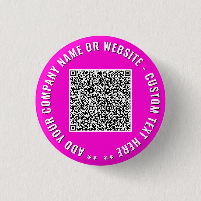 Custom QR Code Business Promotional Button Example (Front)