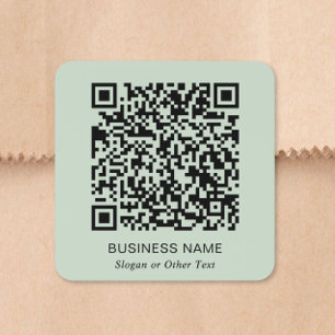 Custom QR Code Business Sage Green Square Sticker