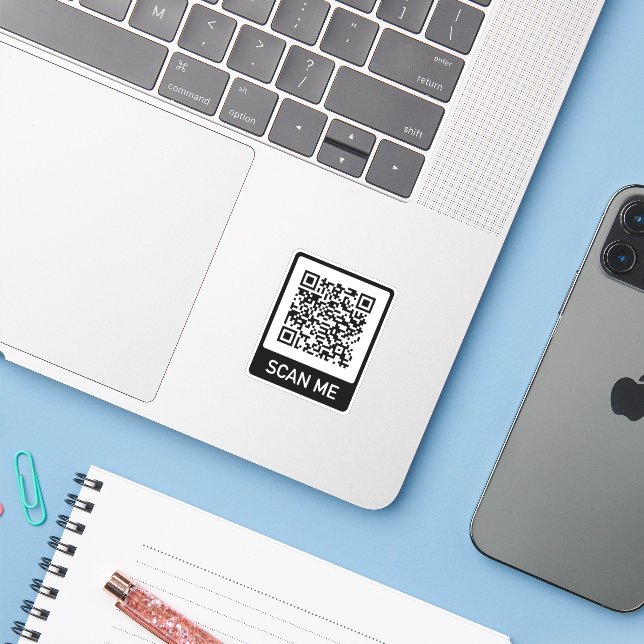 Custom QR Code business Sticker (Laptop w/ iPhone)