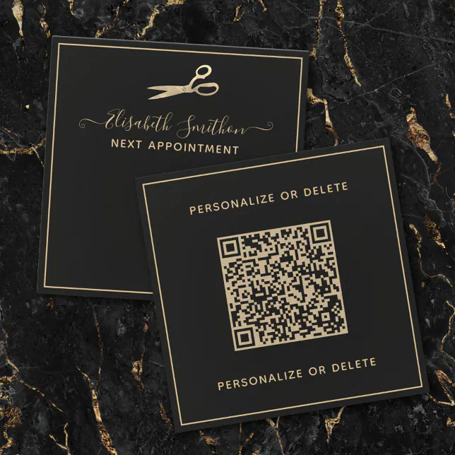 Custom QR Code Chic Hair Stylist Next Appointment Note Card | Zazzle