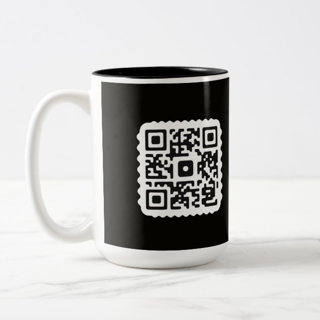 Custom QR Code Coffee Mugs for Traders" (Left)