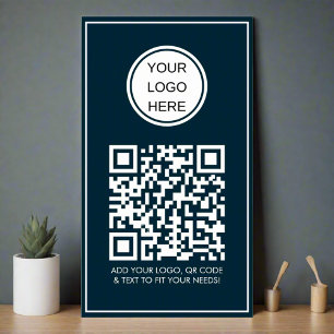 Custom QR Code Company Logo Professional Blue Poster