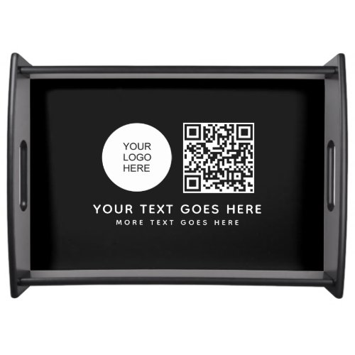 Custom QR Code Company Logo Template Black Large Serving Tray