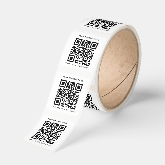 Custom Qr Code Company Name Business Thank You   Square Sticker (Roll)