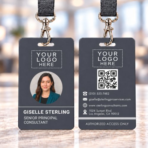 Custom QR Code Company Photo Name Tag ID Badge