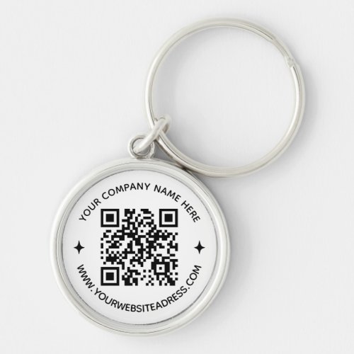 Custom QR Code Company Text Website Round Business Keychain