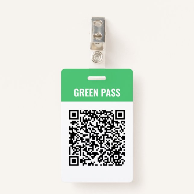 Custom Qr Code Covid Green Pass Badge (Front with Clip)