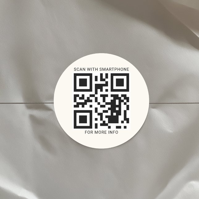Custom QR Code Create Your Own Business Classic Round Sticker (Modern Business QR Code Classic Circle Off-White Sticker)