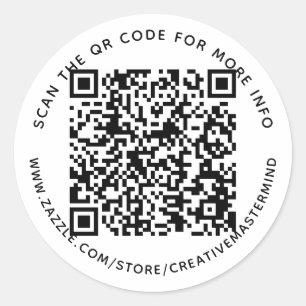 Custom QR Code Custom Text Classic Round Sticker