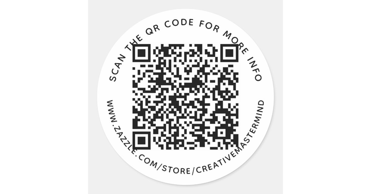 Round Qr Code With Text Inside Code Custom QR Code Custom Text Classic Round Sticker | Zazzle