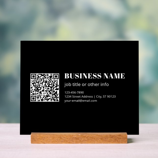 Custom QR code & Editable Retro-Modern Text Acrylic Sign (Neutral)