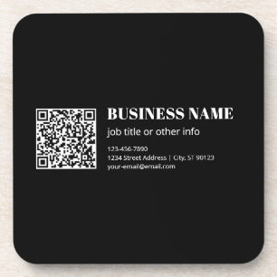 Custom QR code & Editable Retro-Modern Text Beverage Coaster