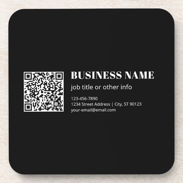 Custom QR code & Editable Retro-Modern Text Beverage Coaster (Front)