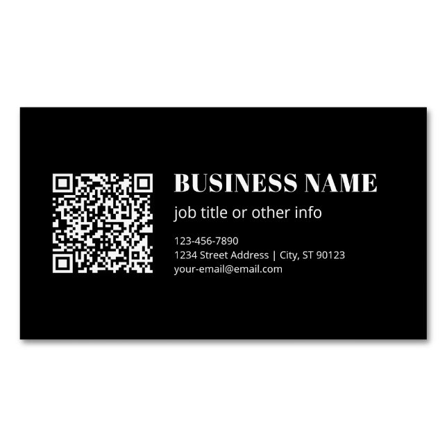 Custom QR code & Editable Retro-Modern Text Business Card Magnet (Front)