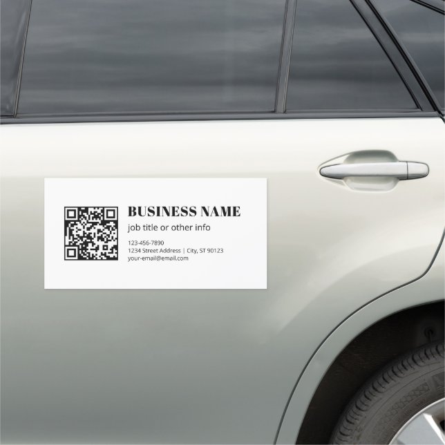 Custom QR code & Editable Retro-Modern Text Car Magnet (In Situ)