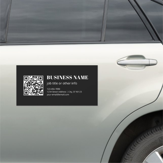 Custom QR code & Editable Retro-Modern Text Car Magnet (In Situ)
