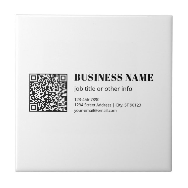 Custom QR code & Editable Retro-Modern Text Ceramic Tile (Front)