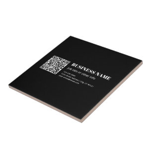 Custom QR code & Editable Retro-Modern Text Ceramic Tile