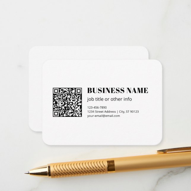 Custom QR code & Editable Retro-Modern Text Enclosure Card (Front/Back In Situ)