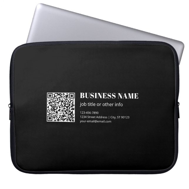 Custom QR code & Editable Retro-Modern Text Laptop Sleeve (Front)