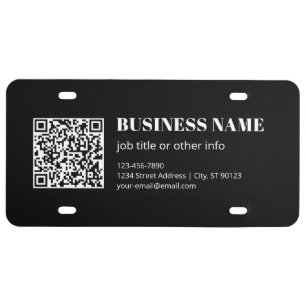 Custom QR code & Editable Retro-Modern Text License Plate