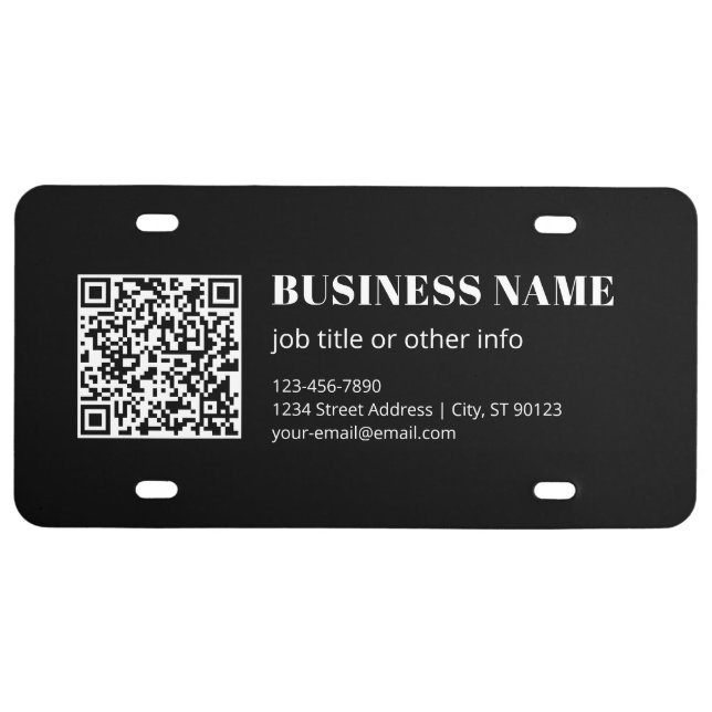 Custom QR code & Editable Retro-Modern Text License Plate (Front)