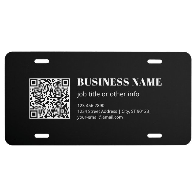 Custom QR code & Editable Retro-Modern Text License Plate (Front)