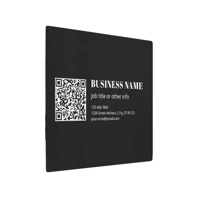Custom QR code & Editable Retro-Modern Text Metal Print (Angled)