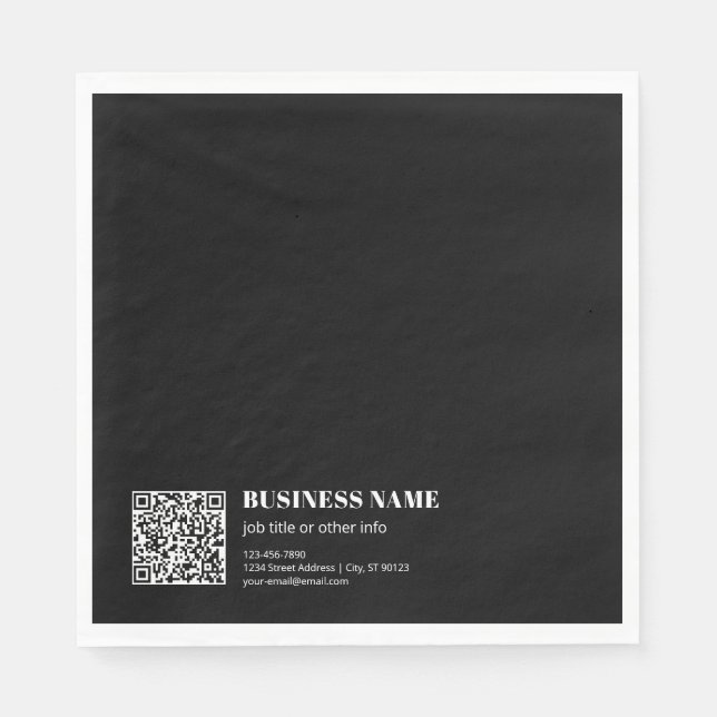 Custom QR code & Editable Retro-Modern Text Napkins (Front)