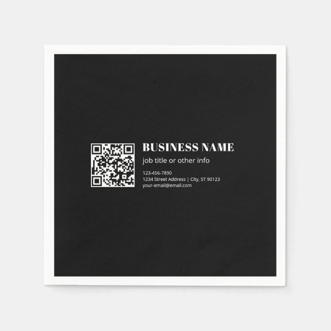 Custom QR code & Editable Retro-Modern Text Napkins (Front)