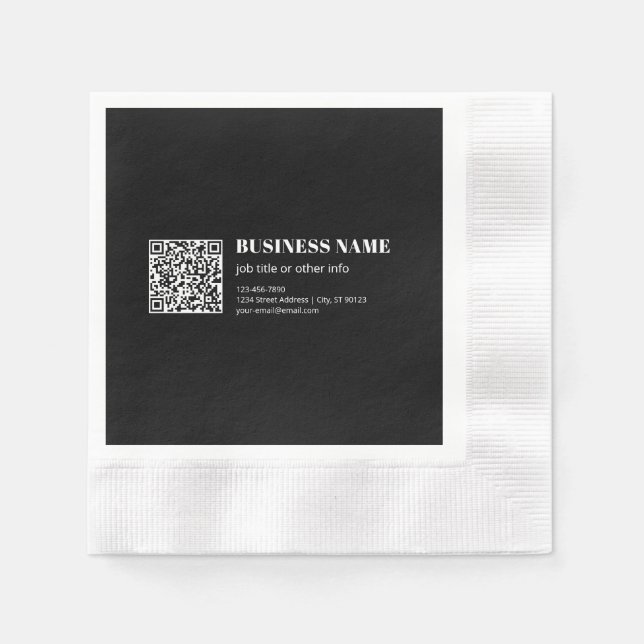Custom QR code & Editable Retro-Modern Text Napkins (Front)