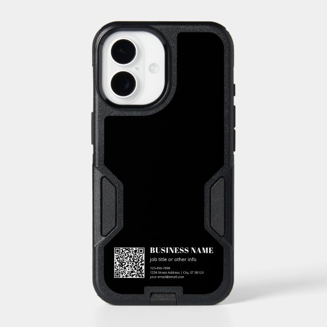Custom QR code & Editable Retro-Modern Text Otterbox iPhone Case (Back)