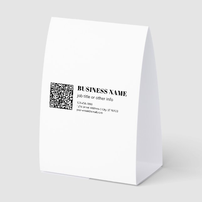 Custom QR code & Editable Retro-Modern Text Paper Table Tent (Front)