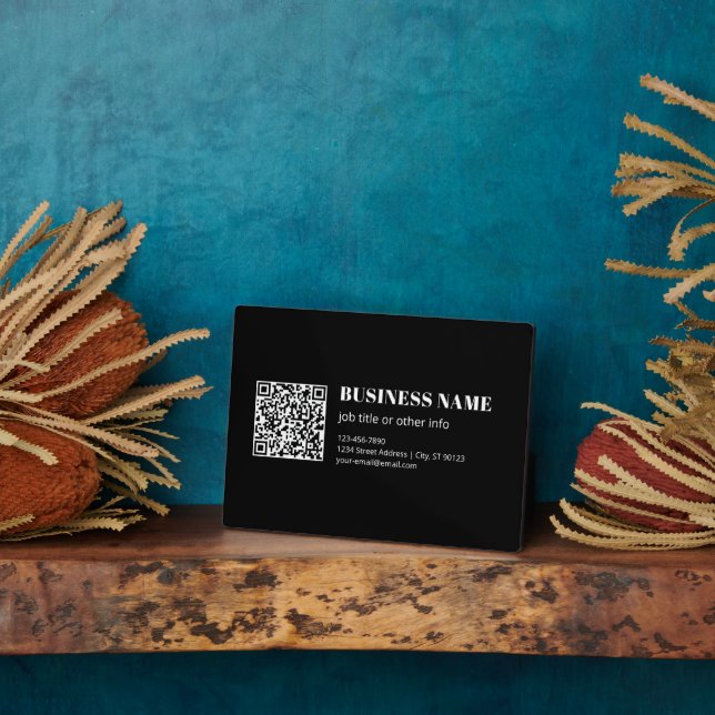 Custom QR code & Editable Retro-Modern Text Plaque (Side)
